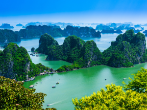 乘坐观光游船，探索壮观的溶洞与绝美的自然景观，亲身感受下龙湾令人屏息的壮丽之美。